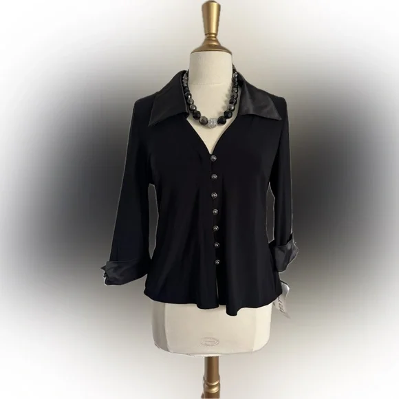 New with tags! Joseph Ribkoff black fit-&-flare blouse! - Picture 3 of 15